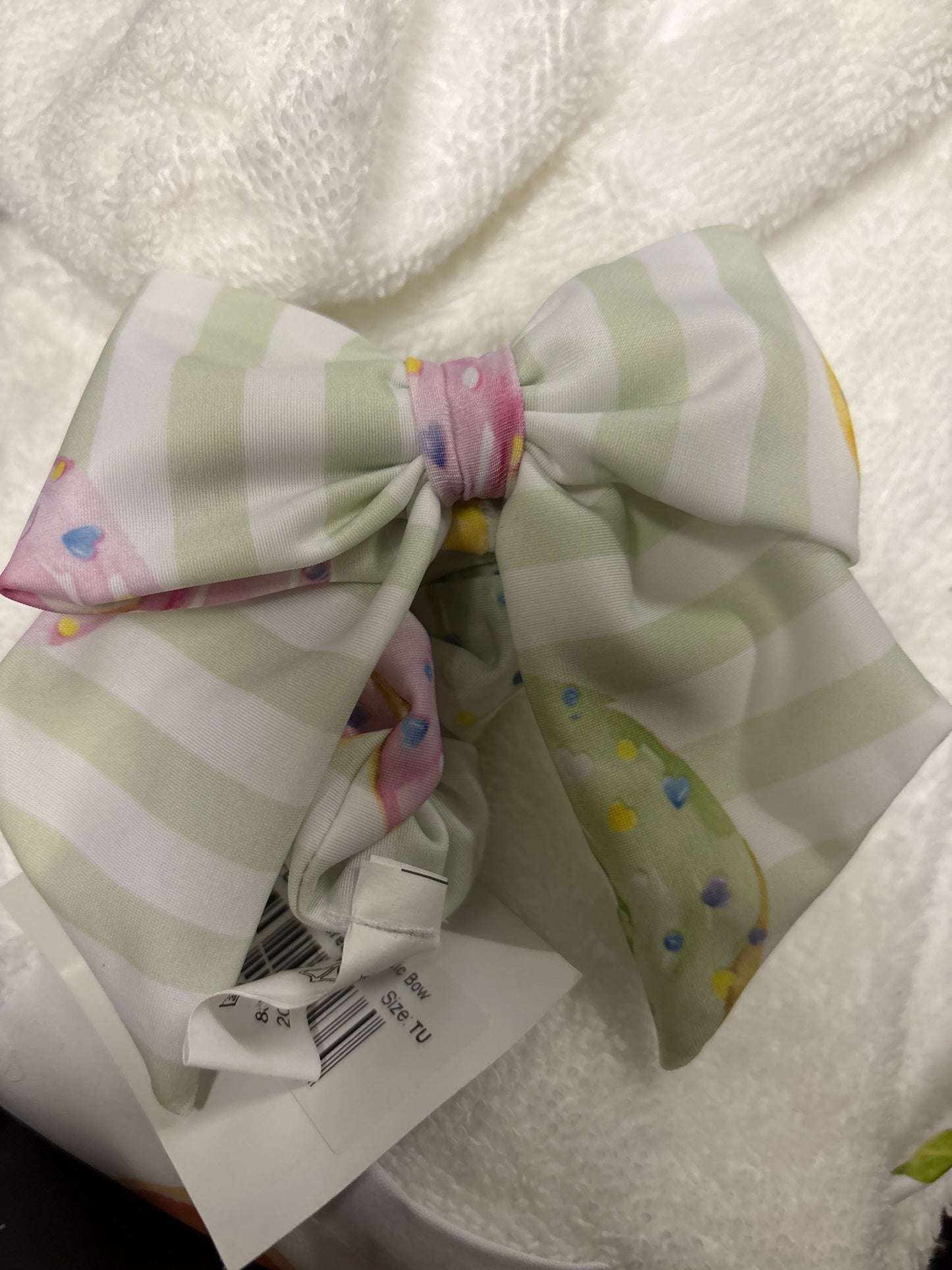 Meia Pata green donut hairbow clip