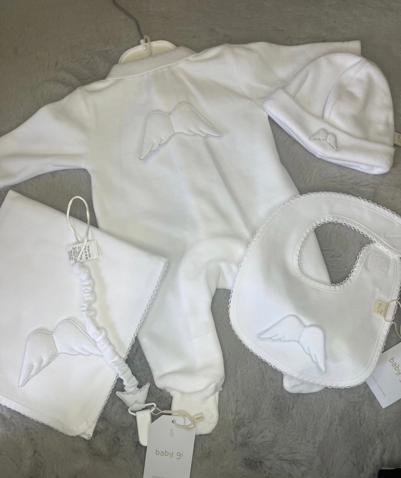 Angel wing white babygrow