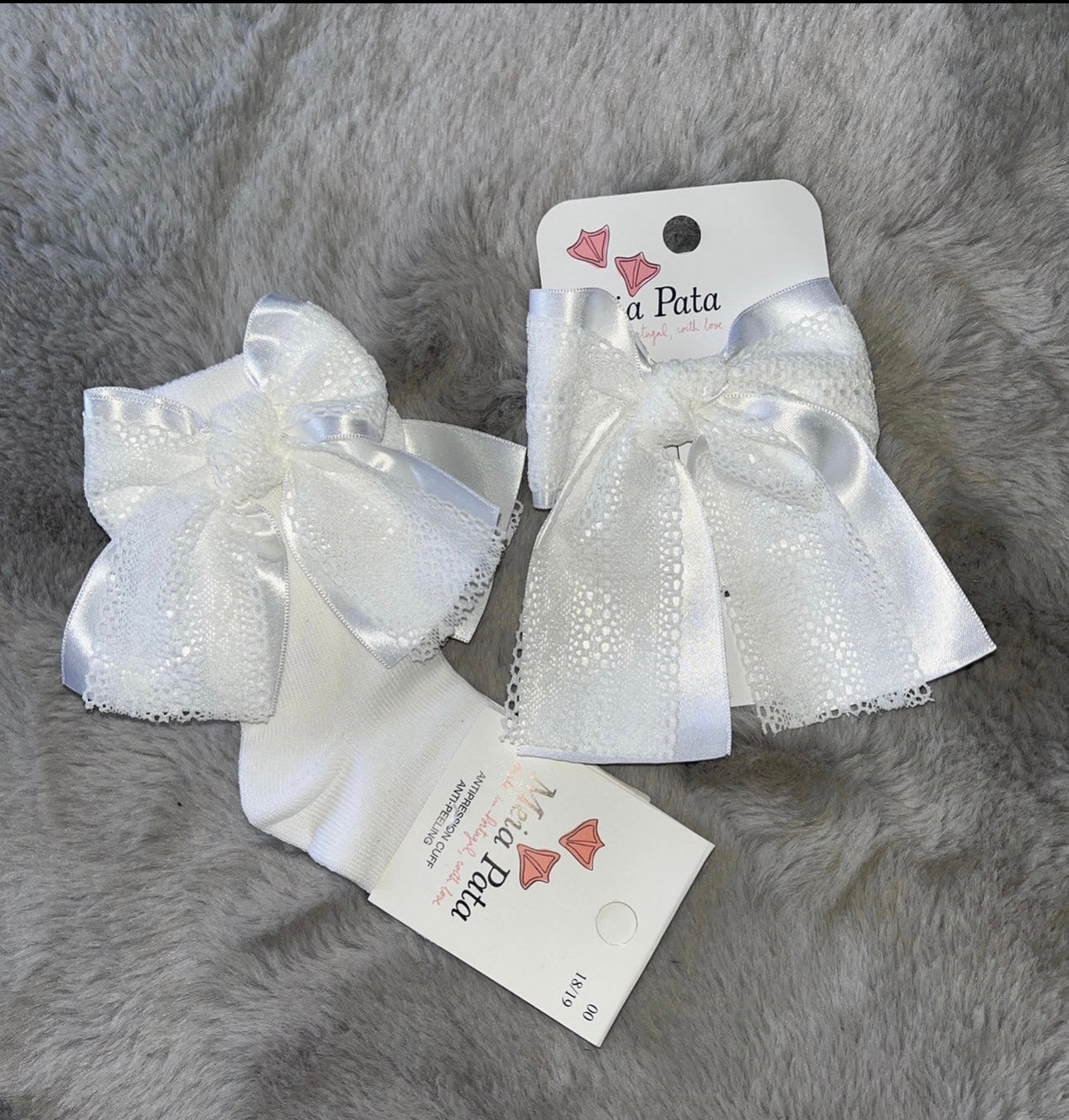 Meia pata lace white bow