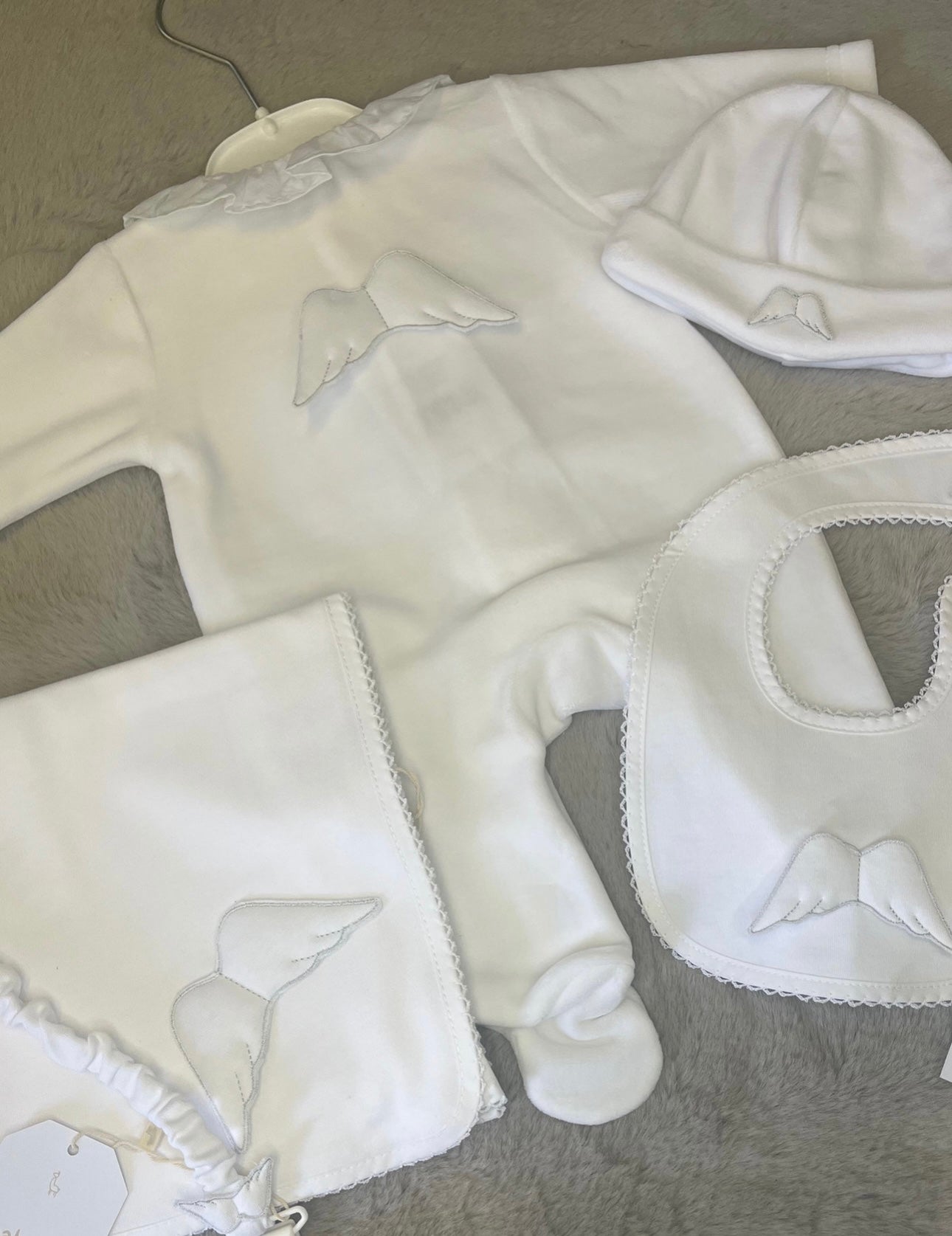 Angel Wing white frill babygrow