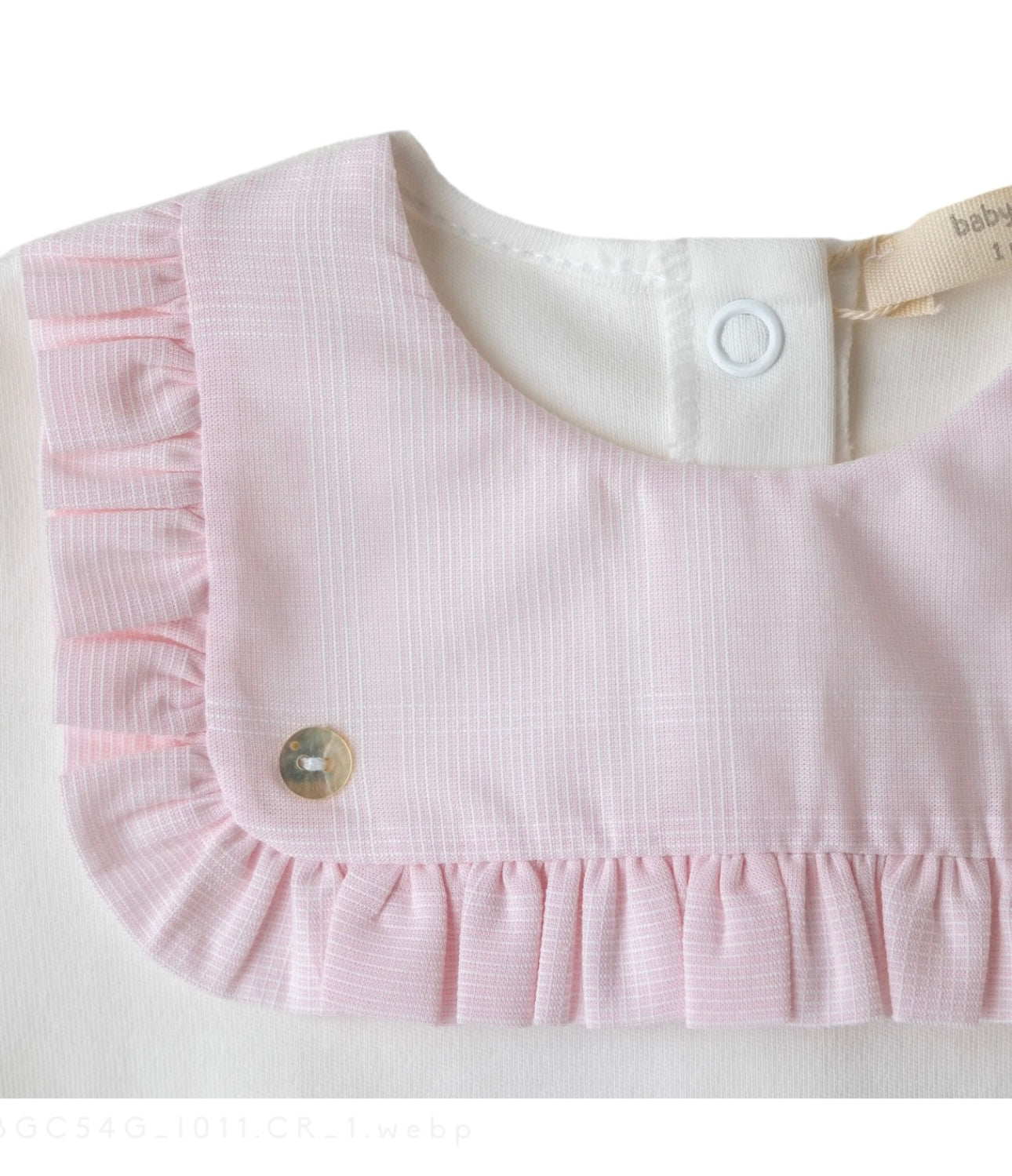 Baby Gi white and pink babygrow