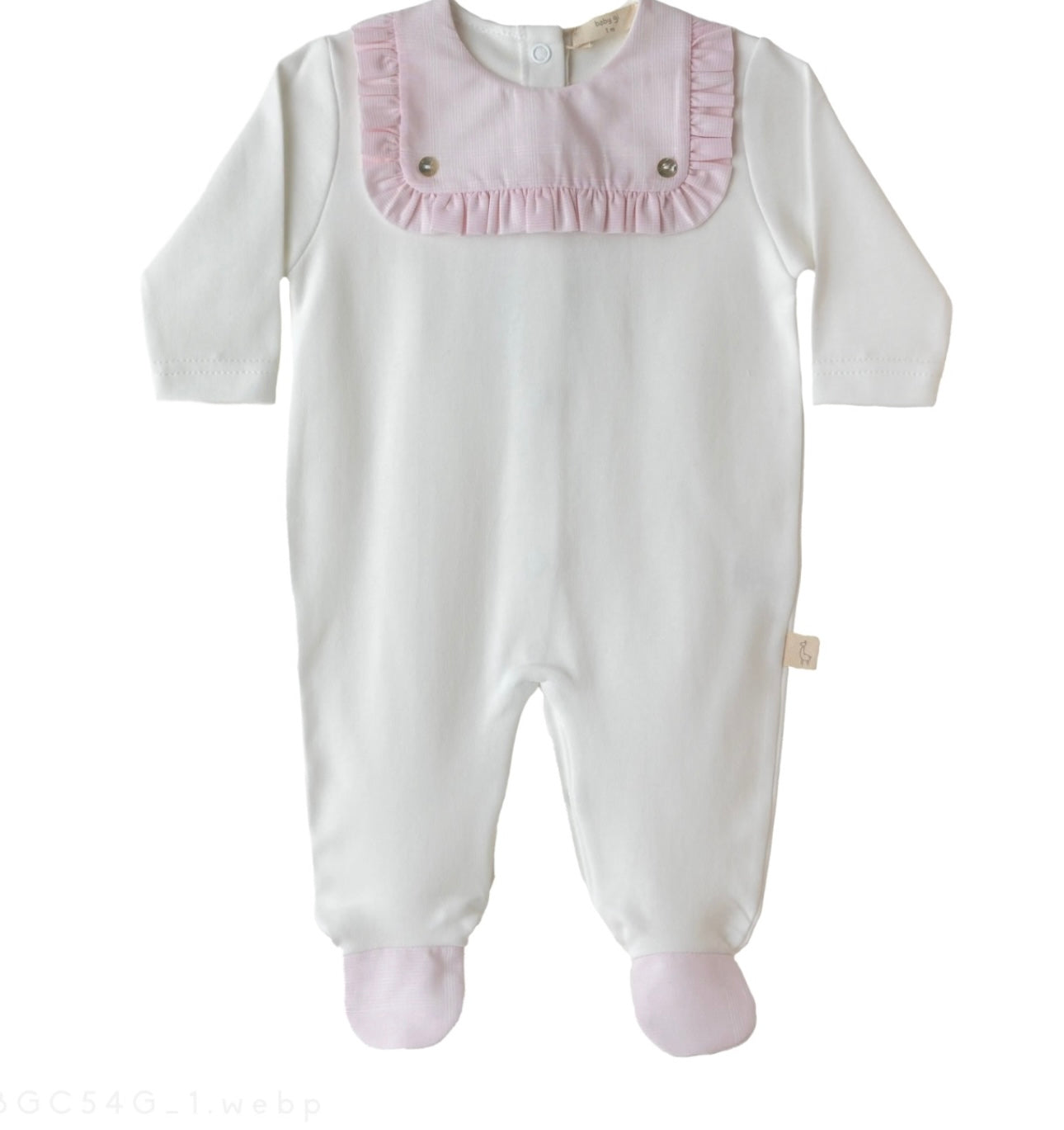 Baby Gi white and pink babygrow