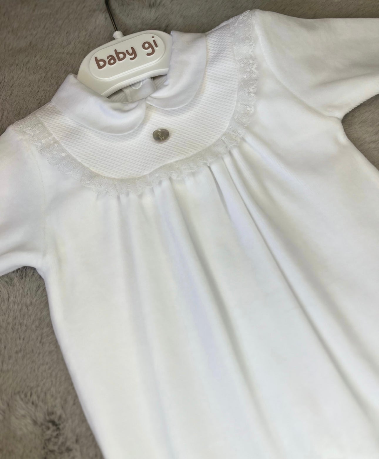 Baby Gi white frill babygrow