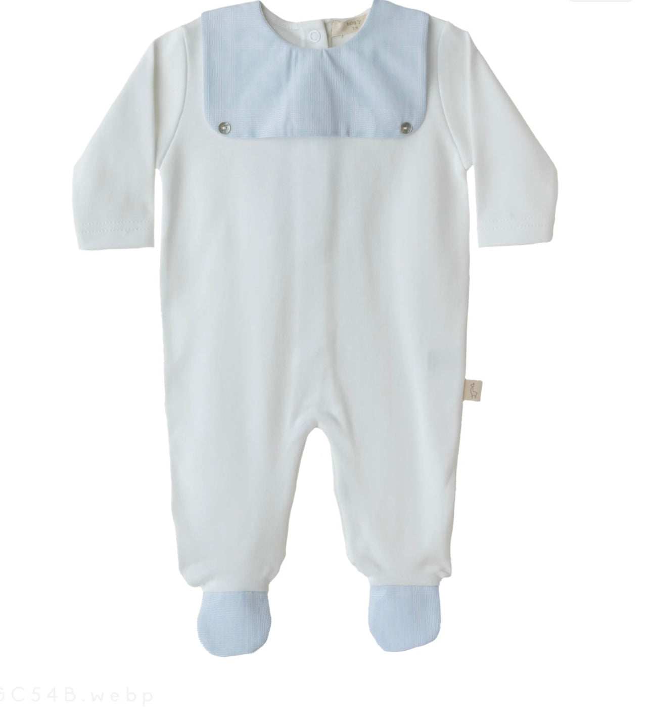 Baby Gi white and blue babygrow