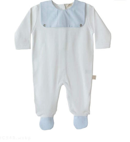 Baby Gi white and blue babygrow