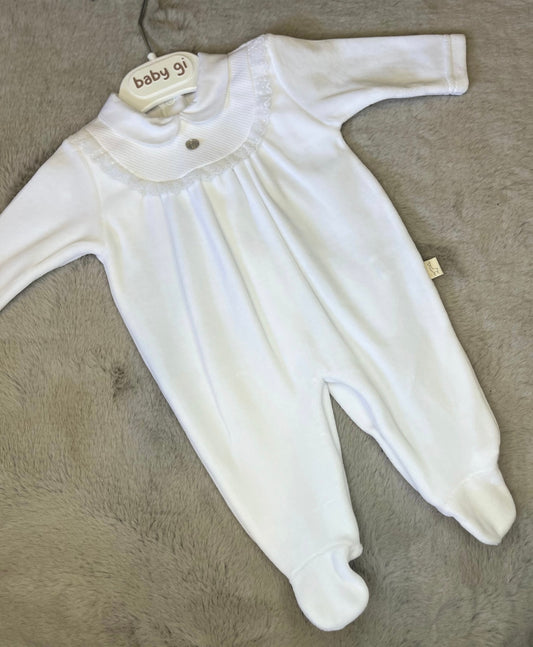 Baby Gi white frill babygrow