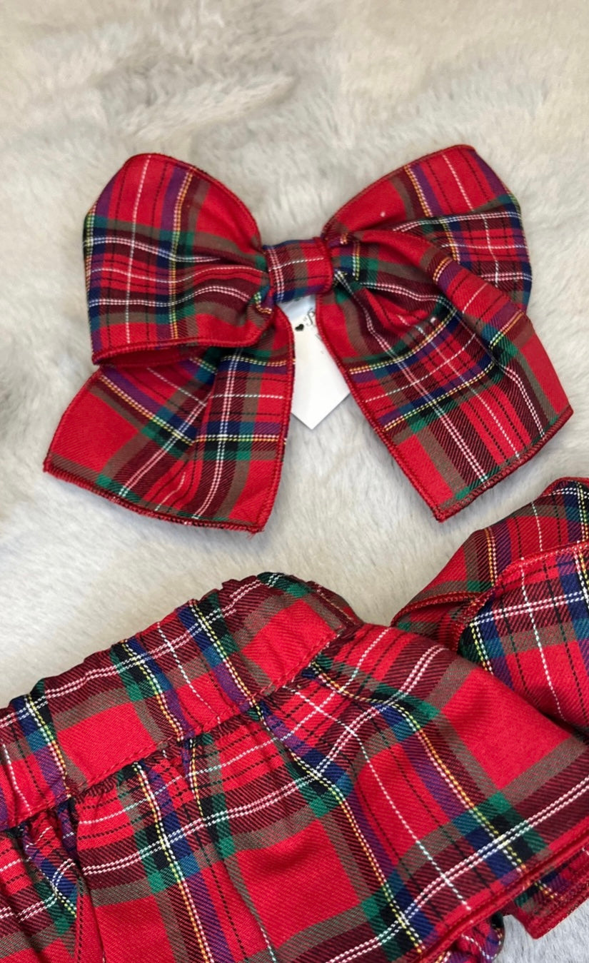 Phi tartan bow clip